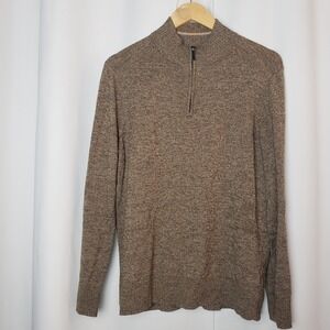 Smartwool Sparwood Mens Size M Quarter Zip Pull Over Sweater Brown Heather